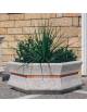 Fioriera esagonale  per esterno in cemento calcestruzzo - colore Grigio travertino - cm 155x120x65h