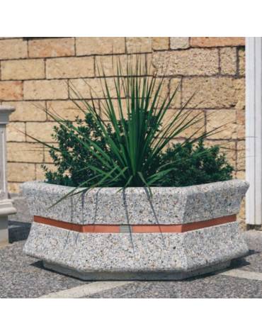 Fioriera esagonale  per esterno in cemento calcestruzzo - colore Grigio sabbiato - cm 155x120x65h - Conforme ai CAM