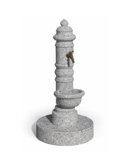 FONTANA IN CALCESTRUZZO CEMENTO COLORE GRIGIO PIETRA PER ESTERNO - cm Ø 59x121h