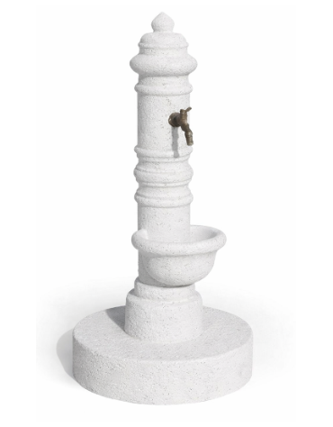 FONTANA IN CALCESTRUZZO CEMENTO COLORE BIANCO PIETRA PER ESTERNO - cm Ø 59x121h