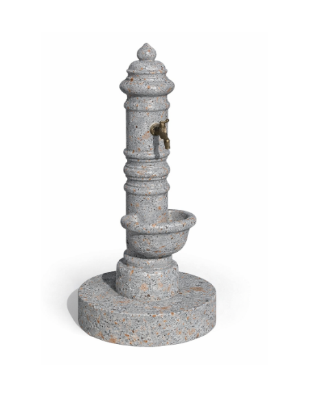 FONTANA IN CALCESTRUZZO CEMENTO COLORE GRIGIO TRAVERTINO PER ESTERNO - cm Ø59x121h - Conforme ai CAM
