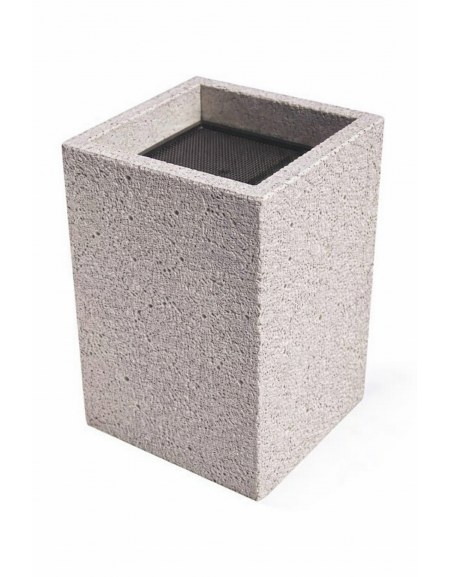 Ceneriera Quadrata in cemento - Colore Bianco sabbiato - Dotata di Griglia Forata - cm 50x50x70h - Conforme ai CAM