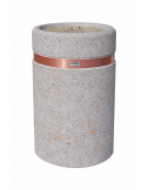 POSACENERE ROTONDO CENERIERA IN CALCESTRUZZO COLORE GRIGIO TRAVERTINO PER ESTERNO - DOTATO DI GRIGLIA FORATA - Conforme ai CAM