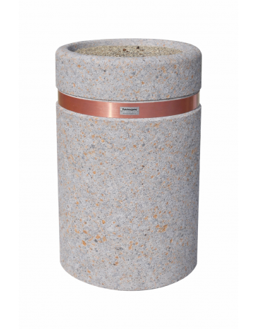 POSACENERE ROTONDO CENERIERA IN CALCESTRUZZO COLORE GRIGIO TRAVERTINO PER ESTERNO - DOTATO DI GRIGLIA FORATA - Conforme ai CAM