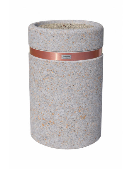 POSACENERE ROTONDO CENERIERA IN CALCESTRUZZO COLORE GRIGIO TRAVERTINO PER ESTERNO - DOTATO DI GRIGLIA FORATA - Conforme ai CAM