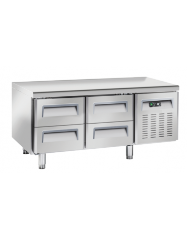 Tavolo refrigerato GN1/1 inox altezza cm 65 con 4 cassetti - refrigerazione ventilata -2°/+8°C - cm 136,7x70x65h