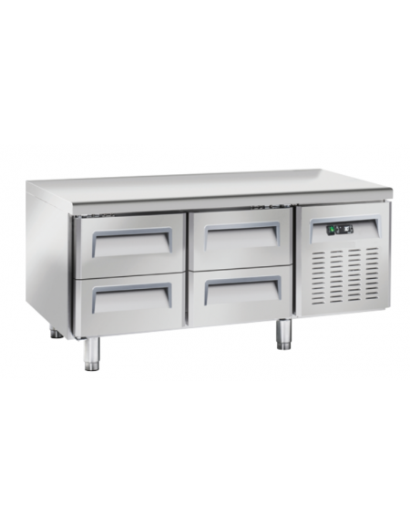 Tavolo refrigerato GN1/1 inox altezza cm 65 con 4 cassetti - refrigerazione ventilata -2°/+8°C - cm 136,7x70x65h