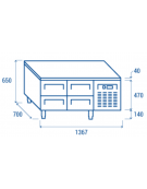 Tavolo refrigerato GN1/1 inox altezza cm 65 con 4 cassetti - refrigerazione ventilata -2°/+8°C - cm 136,7x70x65h