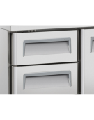 Tavolo refrigerato GN1/1 inox altezza cm 65 con 8 cassetti - refrigerazione ventilata -2°/+8°C - cm 223,9x70x65h