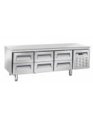 Tavolo refrigerato GN1/1 inox altezza cm 65 con 6 cassetti - refrigerazione ventilata -2°/+8°C - cm 180,3x70x65h
