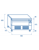 Cassettiera refrigerata inox 1 cassetto - n°2 vaschette GN1/1 (non incluse) - doppia temp. -2°+8°C/-21°-18°C - mm 905x700x605h