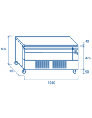 Cassettiera refrigerata inox 1 cassetto - n°3 vaschette GN1/1 (non incluse) - doppia temp. -2°+8°C/-21°-18°C - mm 1230x700x605h