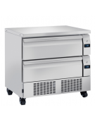 Cassettiera refrigerata inox 2 cassetti - n°4 vaschette GN1/1 (non incluse) - doppia temp. -2°+8°C/-21°-18°C - mm 905x700x870h