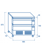 Cassettiera refrigerata inox 2 cassetti - n°4 vaschette GN1/1 (non incluse) - doppia temp. -2°+8°C/-21°-18°C - mm 905x700x870h