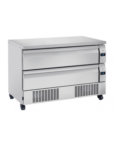 Cassettiera refrigerata inox 2 cassetti - n°6 vaschette GN1/1 (non incluse) - doppia temp. -2°+8°C/-21°-18°C - mm 1230x700x870h
