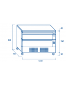 Cassettiera refrigerata inox 2 cassetti - n°6 vaschette GN1/1 (non incluse) - doppia temp. -2°+8°C/-21°-18°C - mm 1230x700x870h