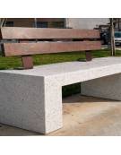 PANCHINA IN CEMENTO CALCESTRUZZO SPESSORE 10 CM - COLORE GRIGIO PIETRA - CON SCHIENALE IN LEGNO - CM 200X40X90H