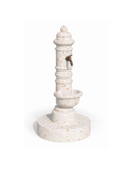 FONTANA IN CALCESTRUZZO CEMENTO COLORE BIANCO TRAVERTINO PER ESTERNO - cm Ø59x121h - Conforme ai CAM