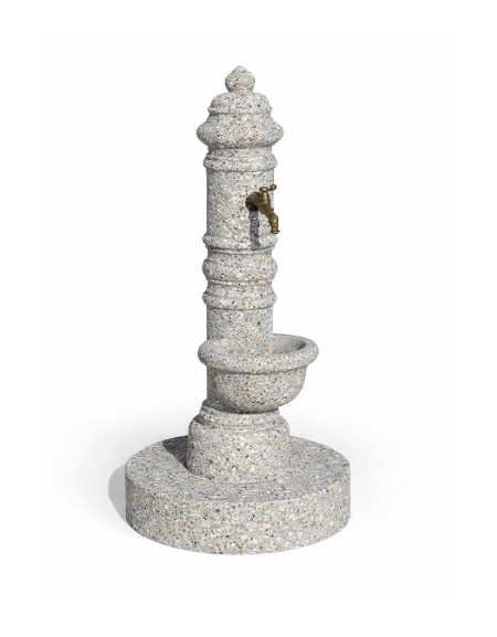 FONTANA IN CALCESTRUZZO CEMENTO COLORE GRIGIO SABBIATO PER ESTERNO - cm Ø59x121h - Conforme ai CAM
