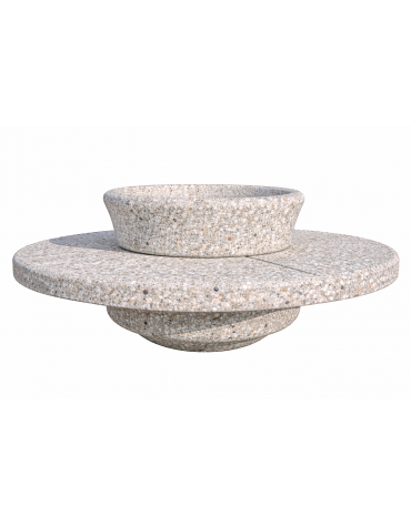 PANCHINA TONDA IN CEMENTO CON FIORIERA CENTRALE - COLORE GRIGIO SABBIATO - DIAMETRO ESTERNO CM  200