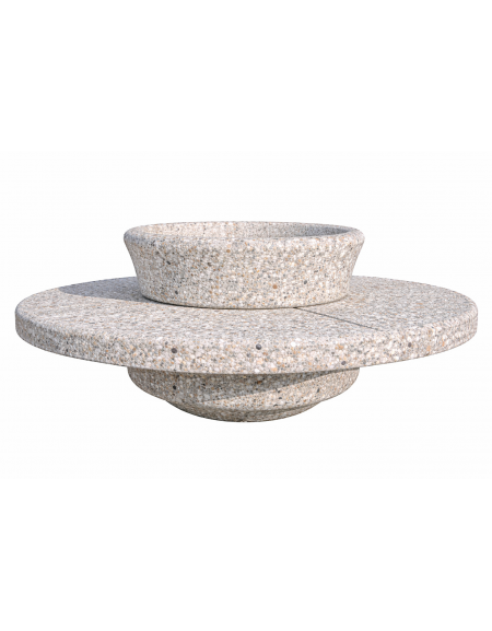 PANCHINA TONDA IN CEMENTO CON FIORIERA CENTRALE - COLORE GRIGIO SABBIATO - DIAMETRO ESTERNO CM  200