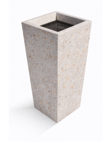 CENERIERA TRAPEZOIDALE IN CEMENTO COLORE GRIGIO TRAVERTINO PER ESTERNO - cm 41x41x90h - Conforme ai CAM