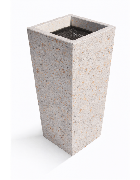 CENERIERA TRAPEZOIDALE IN CEMENTO COLORE GRIGIO TRAVERTINO PER ESTERNO - cm 41x41x90h - Conforme ai CAM