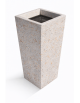 CENERIERA TRAPEZOIDALE IN CEMENTO COLORE GRIGIO TRAVERTINO PER ESTERNO - cm 41x41x90h - Conforme ai CAM