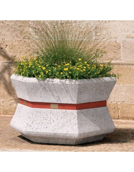 Fioriera esagonale per esterno in cemento calcestruzzo - colore Grigio pietra - cm 95x85x65h