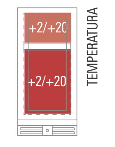 Cantinetta per vino ventilata - porta in vetro nero senza cornice - N° 32 Bottiglie vino - +2°C /+20°C - cm 38x57,8x82h