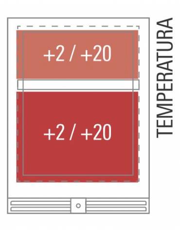 Cantinetta per vino ventilata - porta in vetro nero senza cornice - N° 52 Bottiglie vino - +2°C /+20°C - cm 59,5x57,3x82h