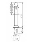 Dissuasore in ferro ornato alla sommità da un pomello sferico, occhielli fissi opzionali, - cm diam. 11x100h