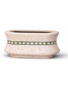 Fioriera ovale in cemento calcestruzzo colore Bianco travertino - con greca decorativa - cm 100x60x65h