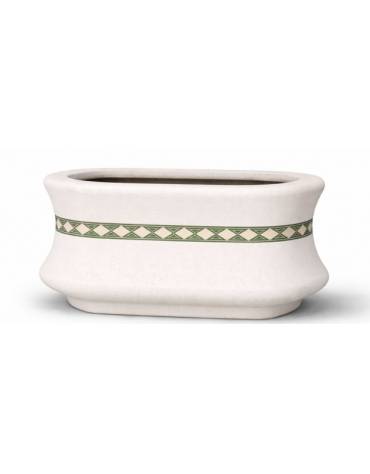 Fioriera ovale in cemento calcestruzzo colore Bianco pietra - con greca decorativa - cm 100x60x65h - Conforme ai CAM