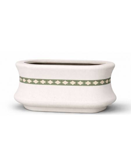 Fioriera ovale in cemento calcestruzzo colore Bianco pietra - con greca decorativa - cm 100x60x65h