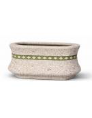 Fioriera ovale in cemento calcestruzzo colore Grigio sabbiato - con greca decorativa - cm 100x60x65h - Conforme ai CAM