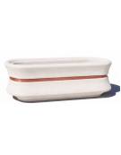 Fioriera ovale in cemento calcestruzzo - colore Bianco pietra - con fascia color rame - cm 130x60x65h - Conforme ai CAM