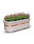 Fioriera ovale in cemento calcestruzzo - Grigio travertino - con dispositivo autolivellante universale - cm 200x80x80h - CAM