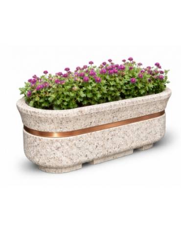 Fioriera ovale in cemento calcestruzzo - colore Grigio sabbiato - dispositivo autolivellante universale - cm 200x80x80h - CAM