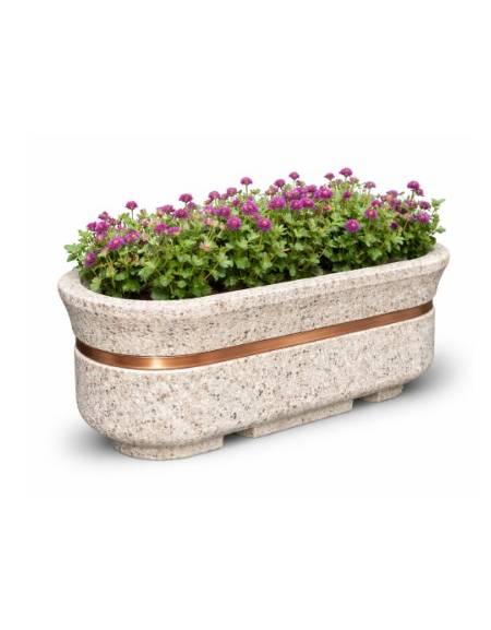 Fioriera ovale in cemento calcestruzzo - colore Grigio sabbiato - dispositivo autolivellante universale - cm 200x80x80h - CAM