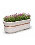 Fioriera ovale in cemento calcestruzzo - colore Bianco sabbiato - con dispositivo autolivellante universale - cm 200x80x80h