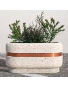 Fioriera ovale in cemento calcestruzzo - Colore bianco travertino - cm 90x45x45h