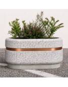 Fioriera ovale in cemento calcestruzzo per esterno - colore Grigio pietra - cm 90x45x45h
