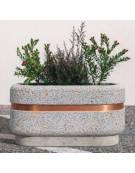 Fioriera ovale in cemento calcestruzzo per esterno - colore Grigio travertino - cm 90x45x45h - Conforme ai CAM