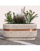 Fioriera ovale in cemento calcestruzzo per esterno - colore Grigio sabbiato - cm 90x45x45h