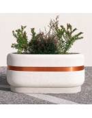 Fioriera ovale in cemento calcestruzzo per esterno - colore Bianco pietra - cm 90x45x45h - Conforme ai CAM