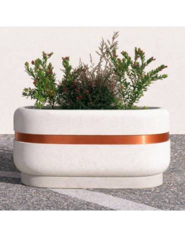 Fioriera ovale in cemento calcestruzzo per esterno - colore Bianco pietra - cm 90x45x45h