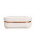 Fioriera ovale per esterno in cemento calcestruzzo colore Bianco pietra - fascia color rame - cm 150x60x50h - Conforme CAM