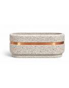 Fioriera ovale per esterno in cemento calcestruzzo colore Grigio sabbiato - fascia color rame - cm 150x60x50h - Conforme CAM