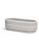 Fioriera ovale per esterno in cemento calcestruzzo colore Grigio pietra - con greca decorativa - cm 150x60x50h - Conforme ai CAM